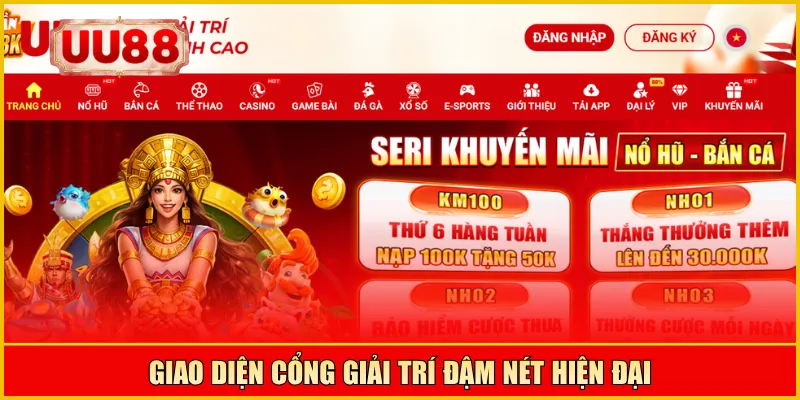 Giao diện cổng giải trí đậm nét hiện đại