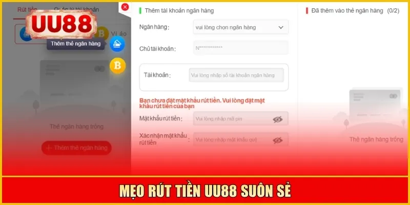 Mẹo rút tiền UU88 suôn sẻ